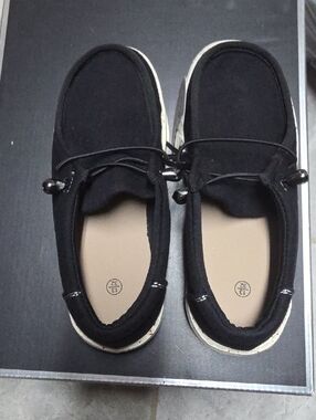Black Kids Slip-On Canvas Loafers